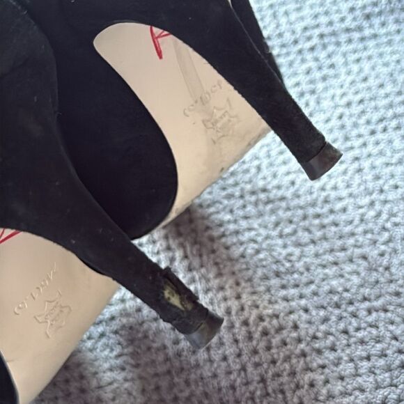 Alomore Black‎ Suede Rhinestone Bow Flats 7.5 Pointed Toe Leather Sole heels - Picture 6 of 11